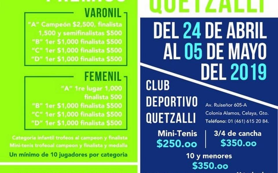 El miércoles arrancará el Torneo de Aniversario de Quetzalli - El Sol del  Bajío | Noticias Locales, Policiacas, de México, Guanajuato y el Mundo